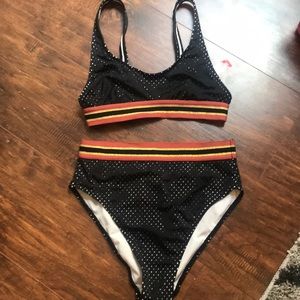 Black mesh bathing suit